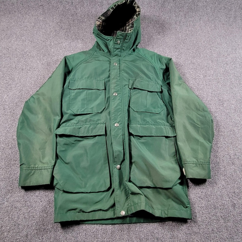 Vintage Woolrich Parka Coat Mens XS Green Plaid‎ Wool Lined Hooded Field Jacket